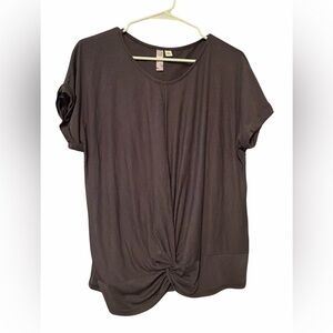 Alya Twist-Knot Short Sleeve Top - Gray